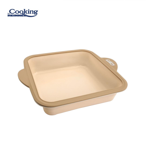 Tavi copt - TAVA PATRATA DIN SILICON CU INEL METALIC 27.5X23X6 CM, NUVA