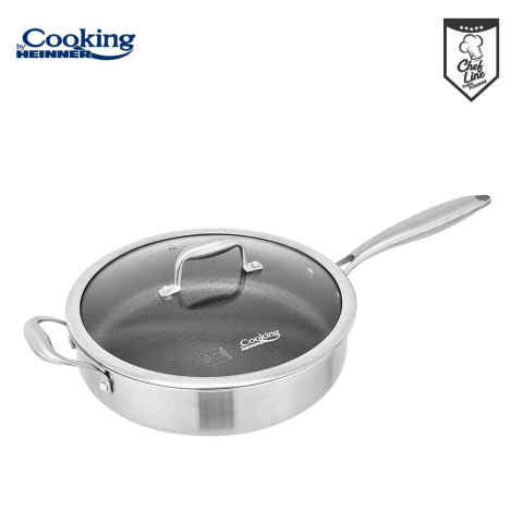 Tigai si seturi - TIGAIE ADANCA+CAPAC, 24x6.5 CM, TITANIUM3, COOKING BY HEINER