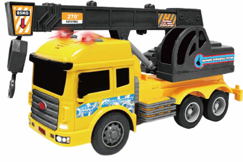 Masinute - VEHICULE CU LUMINI, SUNETE  SI FRICTIUNE, SCARA 1/14, 27CM, MACARA GALBENA