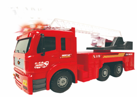 Masinute - VEHICULE CU LUMINI, SUNETE SI FRICTIUNE, SCARA 1/6, 53 CM, AUTOSPECIALA POMPIERI ROSIE