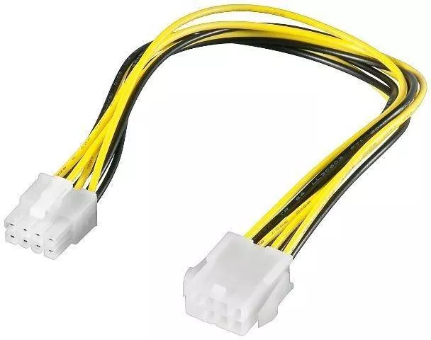  Cabluri PC - Cablu prelungitor alimentare P8 mama la P8 tata 28cm pt. placa de baza Goobay