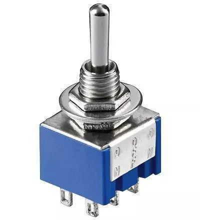  Intrerupatoare-Relee - Comutator 2x ON-OFF-ON 6 pini 3A 250V 12.5x11.5x9.5mm Goobay