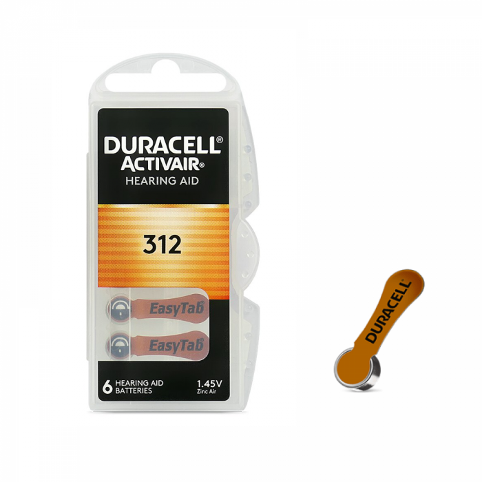 Baterii Duracell 312 PR41 DA312 Zinc-Aer 1.45V Pentru Aparate Auditive Set 6 Baterii [2]
