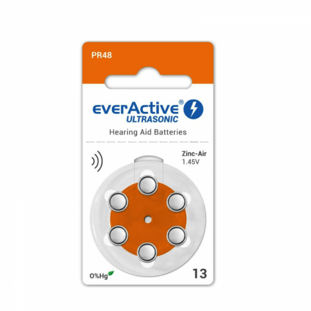Baterii Auditive Everactive - Baterie 13 PR48 EverActive A13 Zinc-Aer 1.45V set 6 buc