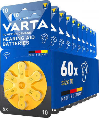 Baterii Aparate Auditive - Baterie 10 PR70 Varta pentru aparat auditiv 1.45V cutie 60 buc