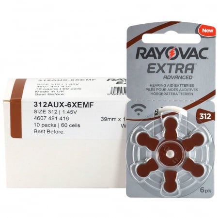 Baterii Auditive Rayovac - Baterie 312 PR41 Rayovac Extra Zinc-Aer 1.45V cutie 60