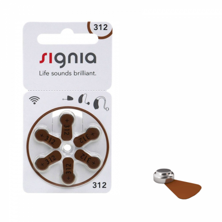 Baterii Auditive Signia - Baterie 312 PR41 Signia Zinc-Aer 1.45V set 6 buc pentru aparate auditive