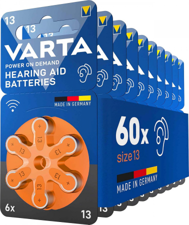Baterii Aparate Auditive - Baterie 13 PR48 Varta pentru aparat auditiv 1.45V cutie 60 buc