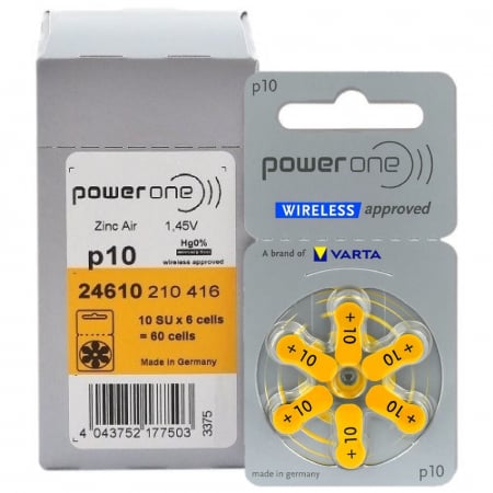 Baterii Auditive PowerOne - Baterie P10 PR70 Power One Zinc-Aer 1.45V cutie 60 buc.