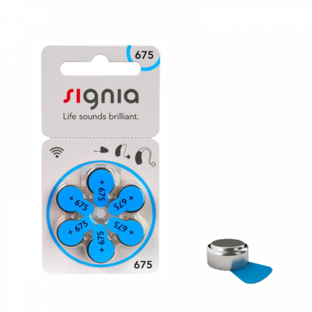 Baterii Auditive Signia - Baterie 675 PR44 Signia Zinc-Aer 1.45V set 6 buc pentru aparate auditive