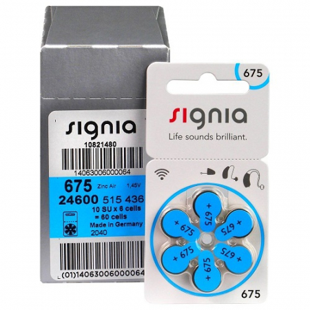 Baterii Auditive Signia - Baterie 675 PR44 Signia Zinc-Aer 1.45V cutie 60 buc pentru aparate auditive