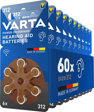 Baterii Aparate Auditive - Baterie 312 PR41 Varta pentru aparat auditiv 1.45V cutie 60 buc