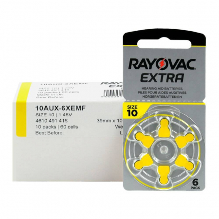Baterii Aparate Auditive - Baterie 10 PR70 Rayovac Extra Zinc-Aer 1.45V cutie 60 buc