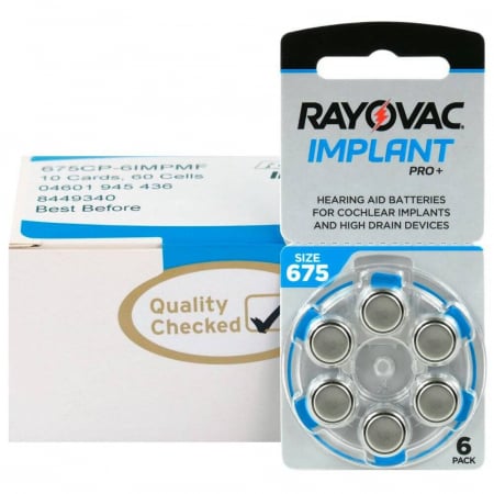 Baterii Auditive Rayovac - Baterie 675 Implant Pro Rayovac Zinc-Aer 1.45V Set 60 buc