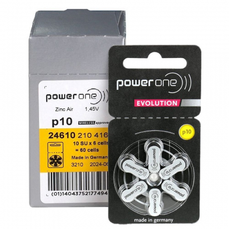 Baterii Auditive PowerOne - Baterie P10 PR70 Power One Evolution Zinc-Aer 1.45V cutie 60 buc