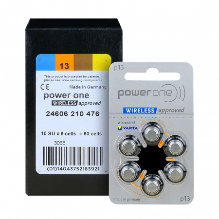 Baterii Auditive PowerOne - Baterie P13 PR48 Varta Power One Zinc-Aer 1.45V cutie 60 buc.