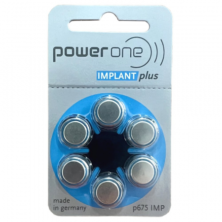 Baterii Auditive PowerOne - Baterie P675 Implant Power One Zinc-Aer 1.45V set 6 buc