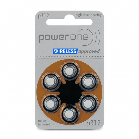 Baterii Auditive PowerOne - Baterie P312 PR41 Varta Power One Zinc-Aer 1.45V set 6 buc