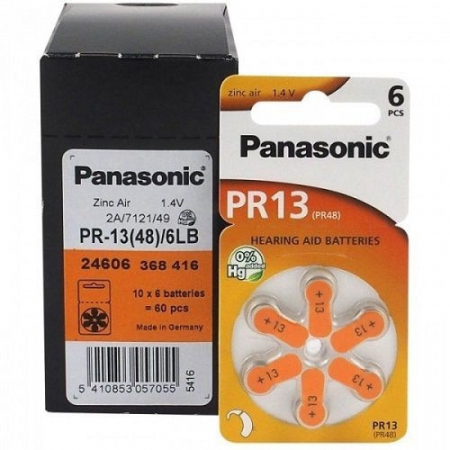 Baterii Auditive Panasonic - Baterie PR13 PR48 Panasonic Zinc-Aer 1.4V cutie 60 buc