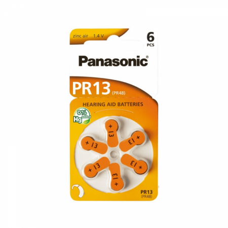 Baterii Aparate Auditive - Baterie PR13 PR48 Panasonic Zinc-Aer 1.4V set 6 buc.