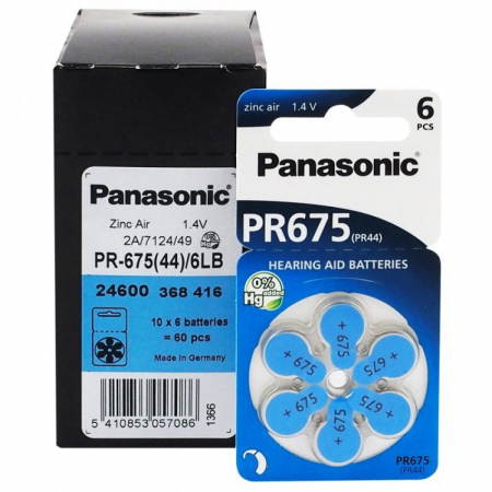 Baterii Auditive Panasonic - Baterie PR675 Panasonic 675 PR44 Zinc-Aer 1.4V cutie 60 buc