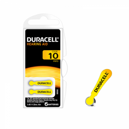 Baterii Auditive Duracell - Baterii Duracell 10 PR70 DA10 Zinc-Aer 1.45V Pentru Aparate Auditive Set 6 Baterii