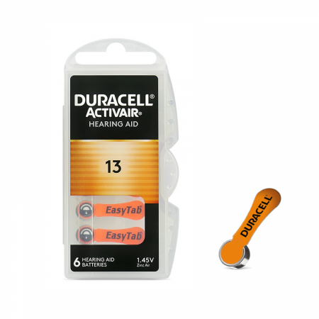 Baterii Duracell 13 PR48 DA13 Zinc-Aer 1.45V Pentru Aparate Auditive Set 6 Baterii [1]