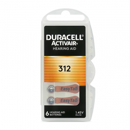 Baterii Auditive Duracell - Baterii Duracell 312 PR41 DA312 Zinc-Aer 1.45V Pentru Aparate Auditive Set 6 Baterii