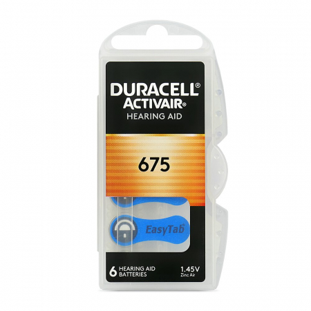 Baterii Auditive Duracell - Baterii Duracell 675 PR44 DA675 Zinc-Aer 1.45V Pentru Aparate Auditive Set 6 Baterii