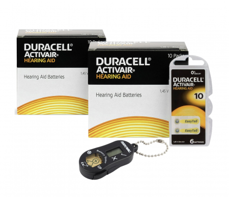 Baterii Auditive Duracell - Pachet 120 baterii tip 10 PR70 Duracell + tester baterii