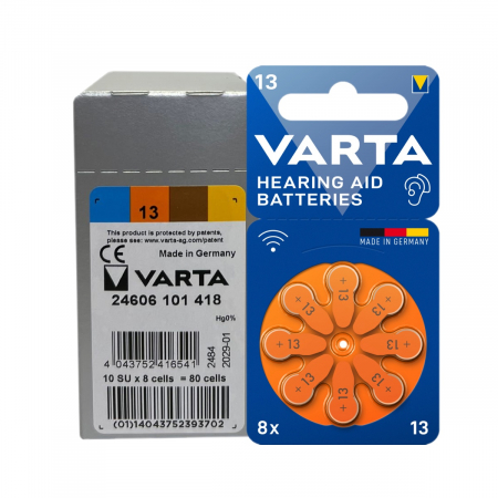 Baterie Auditiva 13 PR48 - Set 80 baterii 13 PR48 Varta pentru aparat auditiv 1.45V