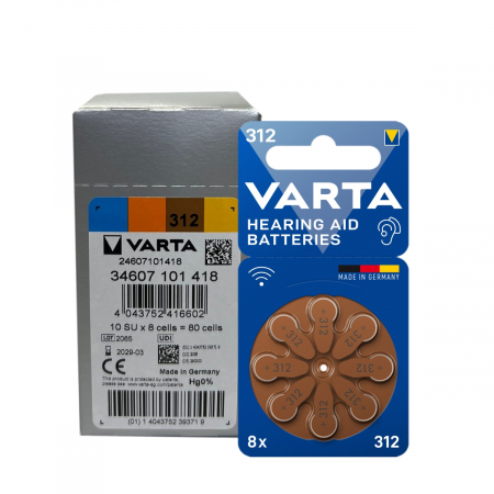 Baterii Aparate Auditive - Set 80 baterii 312 PR41 Varta pentru aparat auditiv 1.45V