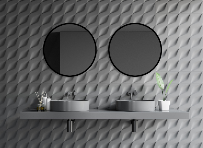 Oglinda rotunda colectia SANO cu rama MDF negru [2]