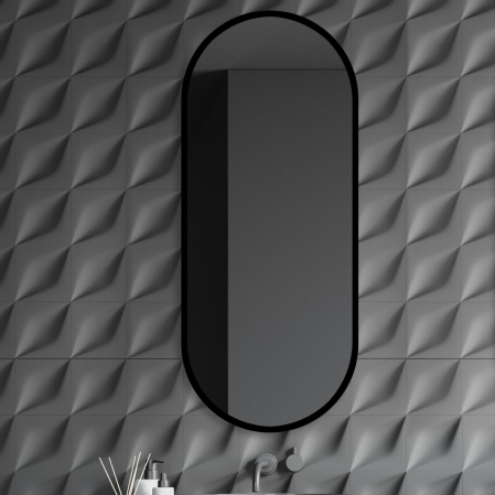 Sanitare - Oglinda ovala colectia GARDA cu rama MDF negru