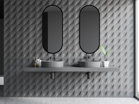 Oglinda ovala colectia GARDA cu rama MDF negru [1]