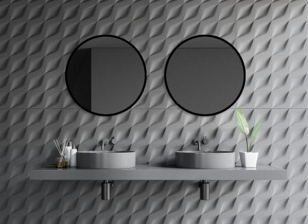 Oglinda rotunda colectia SANO cu rama MDF negru [1]