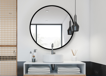 Oglinda rotunda colectia SANO cu rama MDF negru [2]