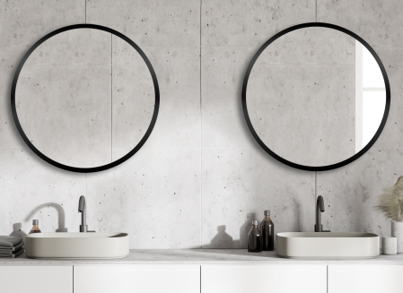 Oglinda rotunda colectia SANO cu rama MDF negru [3]