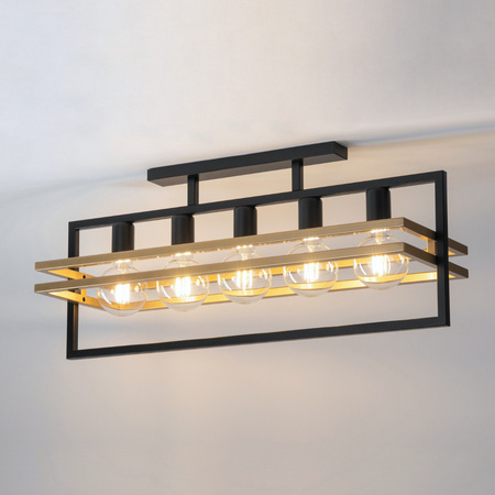 Corpuri iluminat interior - Plafoniera SIGMA MERCI 5 tip loft din metal negru și auriu  32407