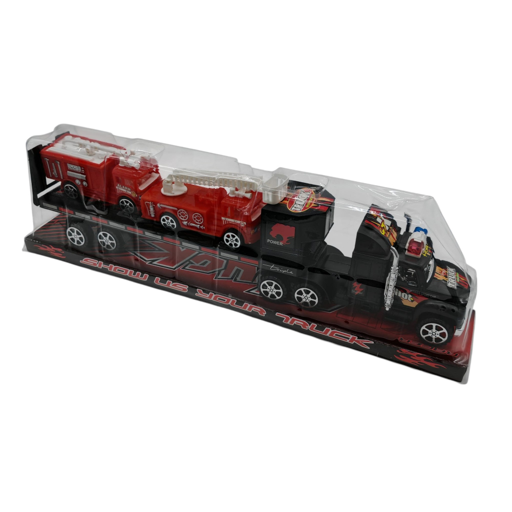 Camion cu Platformă și Două Mașini de Pompieri – Jucărie pentru Copii 3+ Ani – Vânzare Engros [2]