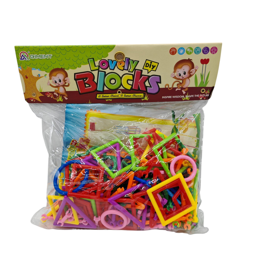 Joc de Construit Lovely Blocks – Piese Geometrice Colorate pentru Copii 3+ Ani – Vânzare Angro [1]