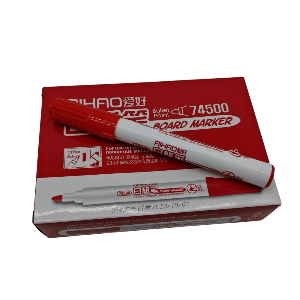 Marker Tabla Aihao cu Vârf Bullet Point, Culoare Rosie – Set 12 Bucăți – Vânzare Engros [2]