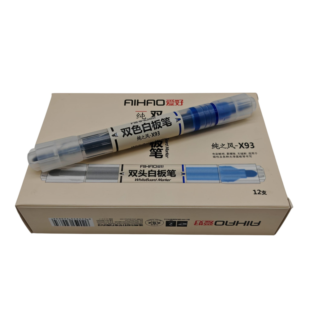 Marker Tabla cu 2 Capete – Negru și Albastru – Set 12 Bucăți – Vânzare Engros [1]