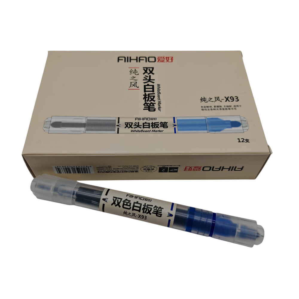Marker Tabla cu 2 Capete – Negru și Albastru – Set 12 Bucăți – Vânzare Engros [2]