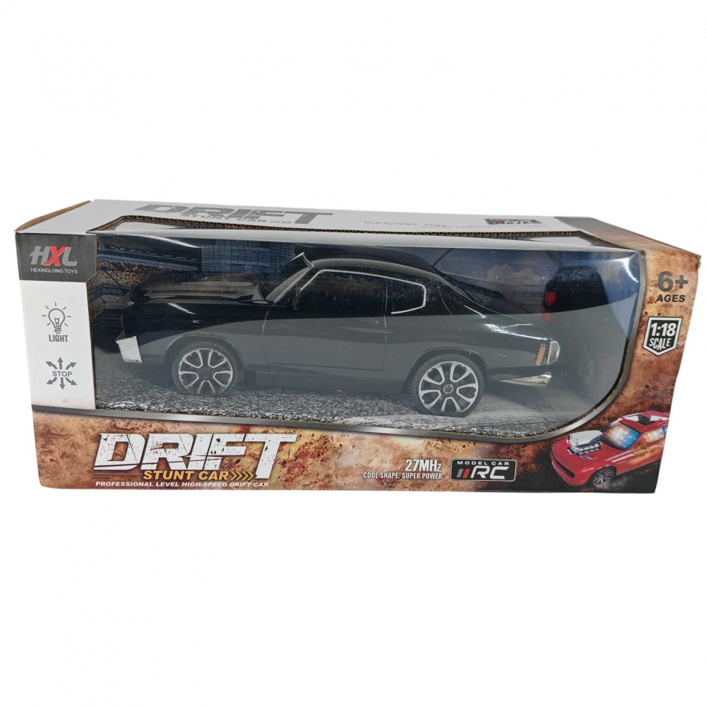 Mașină Drift Stunt Car Neagra cu Radiocomandă – Frecvență 27 MHz, Scară 1:18, pentru Copii 3+ Ani – Vânzare Engros [1]
