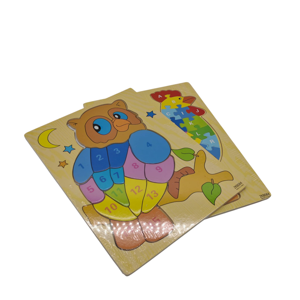 Puzzle Lemn cu Forme de Animale – Cocos, Bufniță, Pește, Țestoasă – Vânzare Engros [2]