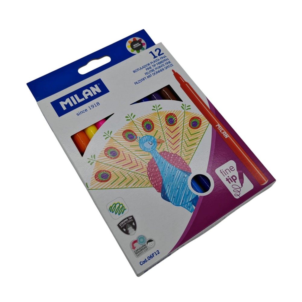 Set 12 Carioci Colorate cu Vârf Subțire Milan – Vânzare Angro [2]