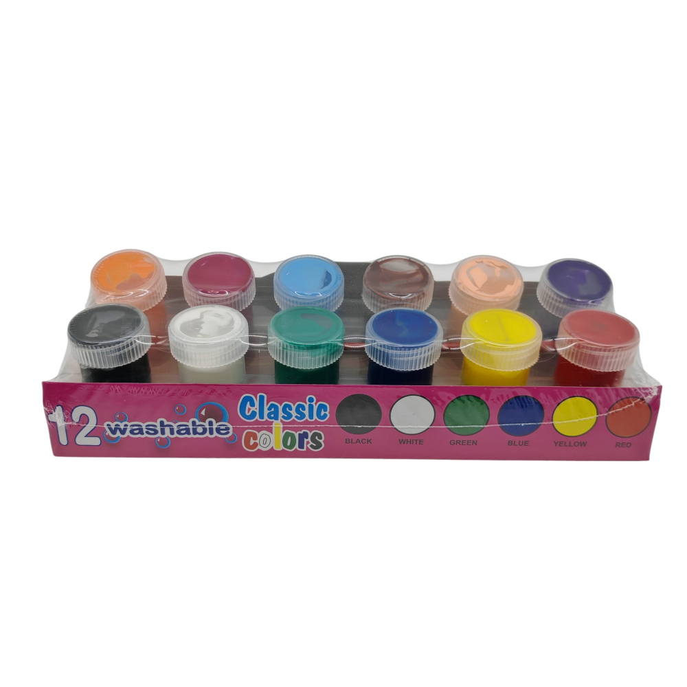 Set 12 Culori Tempera Ușor de Șters + Pensulă – Vânzare Angro [2]