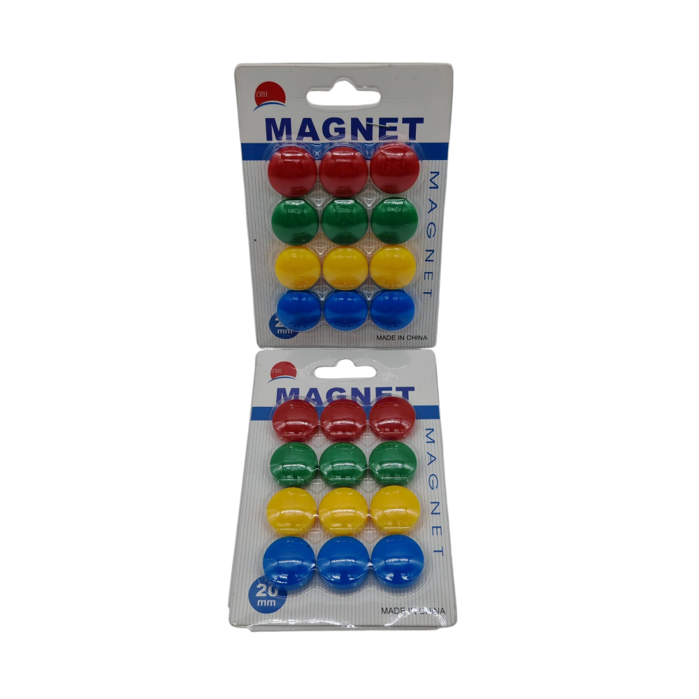 Set 12 Magneți Rotunzi Colorați – 20 mm – 4 Culori Diferite – Vânzare Engros [2]