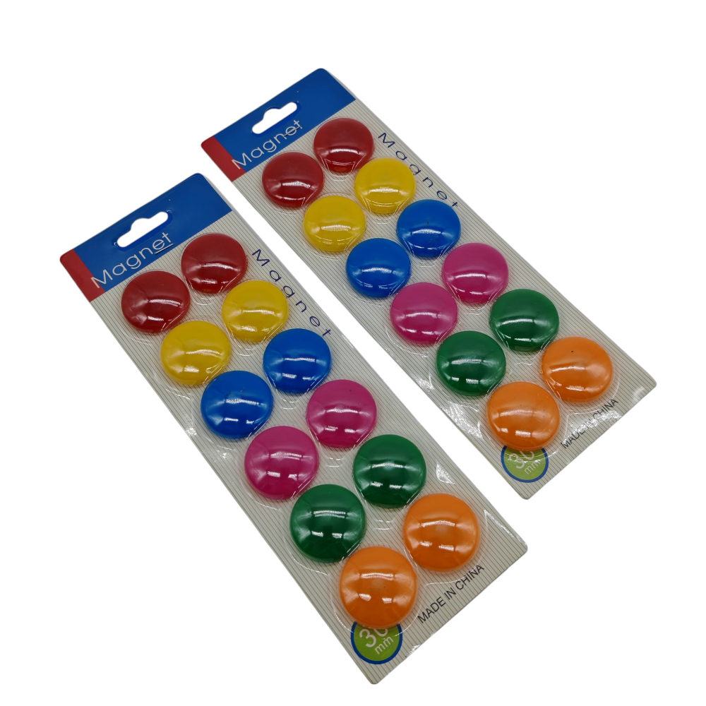 Set 12 Magneți Rotunzi Colorați – 30 mm – 6 Culori Diferite – Vânzare Engros [1]